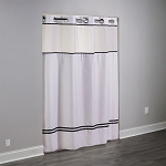 Hookless Escape Polyester Shower Curtain With Window & It’s A Snap! Replaceable Liner 71x77 White/Black Stripes 12 Per Case Price Per Each
