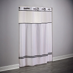 Hookless Escape Polyester Shower Curtain With Window & It’s A Snap! Replaceable Liner 71x74 White/Black Stripes 12 Per Case Price Per Each