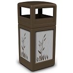 42-Gallon Cattails Panels Waste Containers with Dome Lid