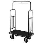 CSL Town Square Series Deluxe Stainless Steel Bellman's Cart With Squared Top & Side Bar 1-1/2
