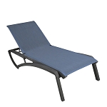 Grosfillex Sunset Stacking Chaise Lounge Madras Blue/Volcanic Black 12 Per Case Price Per Each