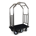 Hospitality 1 Source 6 Wheel Estate Series Bellman's Cart With 8” Fully Pneumatic Wheels Stainless Steel