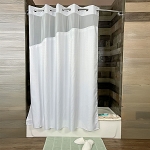 Kartri Hang2It Poly Dot Polyester Shower Curtain With Window & Snap Away Liner 72x77 White 12 Per Case Price Per Each