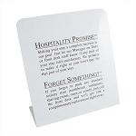 Hospitality Promise - Forget Something Sign Combo L Shape 100 Per Case Price Per Case