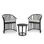Resol Raff Set 2 Armchairs & Table Black With Hazelnut Cushions