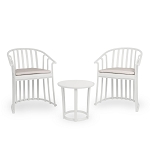 Resol Raff Set 2 Armchairs & Table White With Hazelnut Cushions