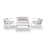 Resol Click Clack Set 2 Armchairs & Double Sofa White With Hazelnut Cushions