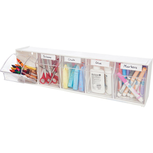 Deflecto Tilt Bin Interlocking Multi-Bin Storage Organizer - 5 Compartment(s) - 6.50