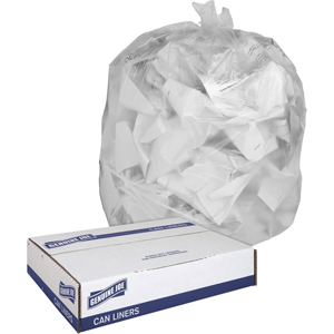 Genuine Joe Clear Trash Can Liners - Medium Size - 30 gal Capacity - 36