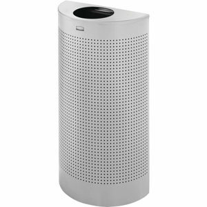 Rubbermaid Commercial Half Round Metallic Waste Receptacle - 12 gal Capacity - Semicircular - 32