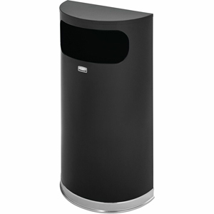 Rubbermaid Commercial Black/Chrome Half Round Receptacle - 9 gal Capacity - Semicircular - 32