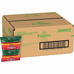 Folgers Filter Pack Classic Decaf Coffee - 0.9 oz Per Pouch - Filter Pack - Decaffeinated - 40 / Carton