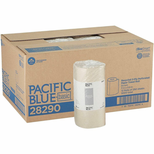 Pacific Blue Basic Recycled Perforated Paper Roll Towel - 2 Ply - 11