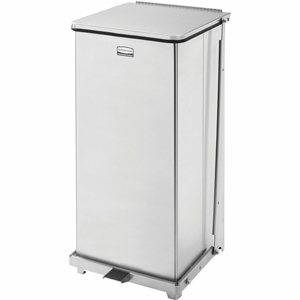 Rubbermaid Commercial Defenders Square 13G Step Can - 13 gal Capacity - Square - Foot Pedal, Fire-Safe, Leak Proof - 30