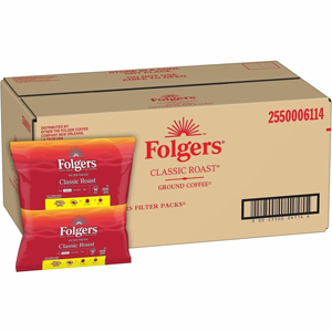 Folgers Filter Pack Classic Roast Coffee - Regular - 0.9 oz - Filter Pack - 10/Pack - 16 / Carton