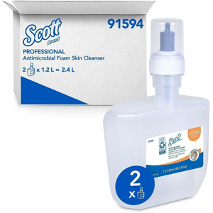 Scott Antimicrobial Foam Skin Cleanser - 1.27 quart - Skin - Antibacterial - Clear - 2 / Carton