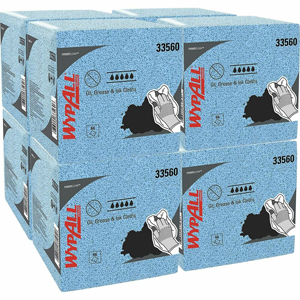 Wypall Oil, Grease & Ink Quarterfold Disposable Cloths - For Industry, Industrial Manufacturing, Oil/Gas - Absorbent, Heavy Duty, Lint-free, Acid-free, Solvent-free - Polypropylene - Blue - 66/Pack - 1 Carton