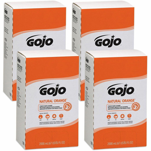 Gojo Natural Orange Pumice Hand Cleaner Refill - Orange Citrus Scent - 2.11 quart - Dirt Remover, Grease Remover, Soilage Remover - Hand - Gray - 4 / Carton