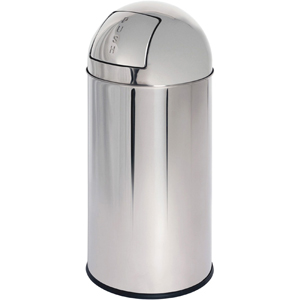 Genuine Joe Push Open Round Top Receptacle - 12 gal Capacity - Round - Durable - 29.2