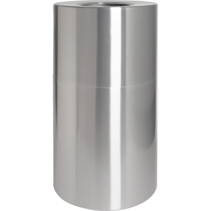 Genuine Joe Classic Cylinder 2-Piece Waste Receptacle - 35 gal Capacity - Weather Resistant, Fire Proof, Leak Proof - 34