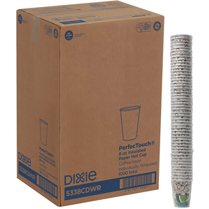 Dixie PerfecTouch 8 oz Insulated Wrapped Paper Hot Coffee Cups by GP Pro - 8 fl oz - Multi - Paper - Hot Food, Cold Food, Coffee - 1 Carton