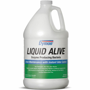 Dymon LIQUID ALIVE Enzyme Producing Bacteria - For Multipurpose - Liquid - 128 fl oz (4 quart) - 7.7 pH - Natural Scent - Non-toxic, Non Alkaline, Chlorine-free, Salmonella-free - White Bottle - 4 / Carton