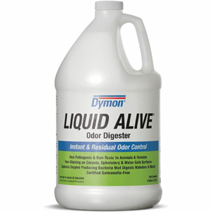 Dymon Liquid Alive Odor Digester - For Multi Surface - 128 fl oz (4 quart) - Natural Scent - Recommended For: Mildew Remover, Mold Remover, Food Remover, Urine Remover - Non-staining, Non-toxic - White, Green - 4 / Carton