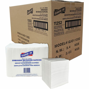 Genuine Joe Quad-fold Square Beverage Napkins - 1 Ply - 1/4 Fold - 9.50