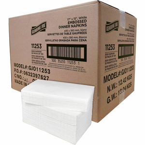 Genuine Joe Embossed Dinner Napkins - 2 Ply - 1/8 Fold - 17