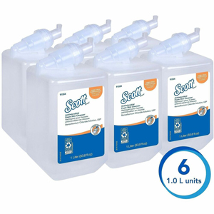 Scott Antimicrobial Foam Skin Cleanser - 1.06 quart - Push Pump Dispenser - Skin - Moisturizing - Antibacterial - Clear - Hygienic, Unscented - 6 / Carton