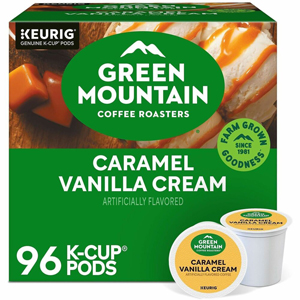 Green Mountain Coffee Roasters K-Cup Caramel Vanilla Cream Coffee - Compatible with Keurig Brewer - Regular - Light - K-Cup - 24/Box - 4 / Carton
