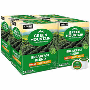 Green Mountain Coffee Roasters K-Cup Breakfast Blend Decaf Coffee - Compatible with Keurig Brewer - Light - K-Cup - Decaffeinated - 24/Box - 4 / Carton