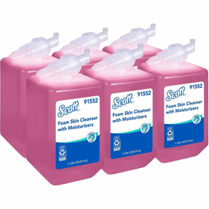 Scott Foam Skin Cleanser w/Moisturizers - Floral Scent - 1.06 quart - Hands-free Dispenser - Kill Germs - Office, Healthcare - Moisturizing - Pink - Rich Lather - 6 / Carton