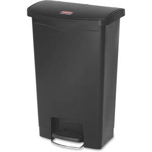 Rubbermaid Commercial Slim Jim Black 13G Front Step Can - 13 gal Capacity - 28.3