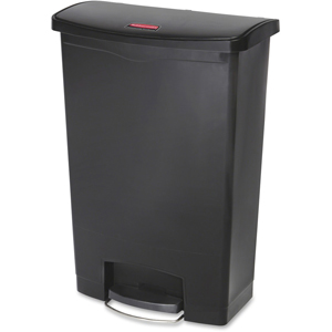 Rubbermaid Commercial Slim Jim Black 24G Front Step Can - 24 gal Capacity - 32.5