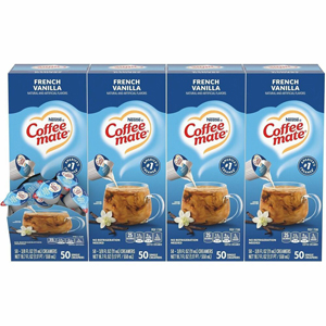 Coffee mate French Vanilla Nondairy Liquid Creamer Singles - Natural & Artificial French Vanilla Flavor - 0.38 fl oz (11 mL) - 200 Serving - 50/Box - 4 / Carton