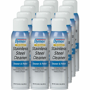 Dymon Oil-based Stainless Steel Cleaner - For Stainless Steel, Aluminum, Chrome, Copper, Brass - 16 fl oz (0.5 quart) - Neutral Scent - Recommended For: Soil Remover, Spot Remover, Water Mark Remover, Grease Remover, Film Remover, Fingerprint Remover - Wh