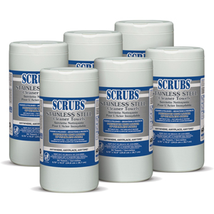 SCRUBS Stainless Steel Cleaner Wipes - For Stainless Steel, Aluminum, Copper, Brass, Chrome - Towel - Citrus Scent - 10.50