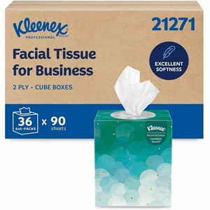 Kleenex Facial Tissue 90-Sheet Cube for Business - 2 Ply - White - PaperPack - 6 Boxes/Pack - 6 / Carton