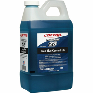 Betco FastDraw 23 Deep Blue Glass Cleaner Concentrate - For Glass, Stainless Steel, Plastic, Chrome - Concentrate - 67.6 fl oz (2.1 quart) - Recommended For: Dust Remover, Grease Remover, Smoke Film Remover, Grime Remover, Smudge Remover - Blue - 4 / Cart