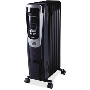 Lorell LED Display Mobile Radiator Heater - Electric - 600 W to 1500 W - 3 x Heat Settings - 150 Sq. ft. Coverage Area - 1500 W - Black - 1 / Each