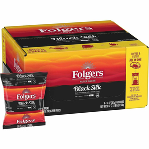 Folgers Filter Pack Black Silk Coffee - Regular - Dark - 1.4 oz - Filter Pack - Black Silk - 40 / Carton