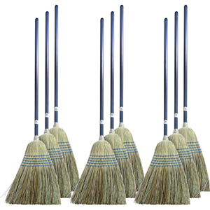 Genuine Joe Light Duty Broom - Corn Fiber Bristle - Lacquered Wood Handle - Natural - 12 / Carton