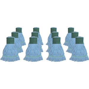 Genuine Joe Synthetic Blend Medium Mophead - Rayon, Cotton - Blue - 12 / Carton
