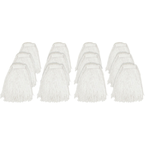Genuine Joe Cut End Mophead - #24 - 4-ply, Cut Ends, Narrow Headband, Absorbent, Mildew Resistant - Rayon - Natural - 1.25 lb - 12 / Carton