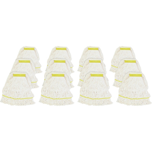 Genuine Joe Narrow Band Small Mophead - Rayon, Cotton - White - 12 / Carton