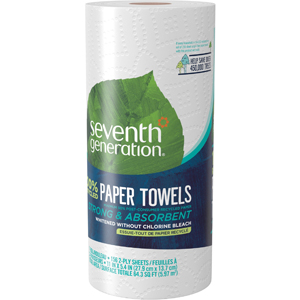 Seventh Generation 100% Recycled Paper Towels - 2 Ply - 156 Sheets/Roll - White - 24 / Carton