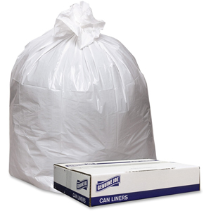 Genuine Joe Low Density White Can Liners - 33 gal Capacity - 39
