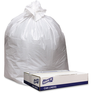 Genuine Joe Low Density White Can Liners - 45 gal Capacity - 46