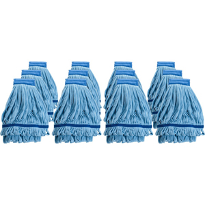 Genuine Joe Microfiber Wet Mophead Refill - Absorbent, Launderable, Durable - MicroFiber - Blue - 12 / Carton